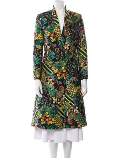 Pre-owned Etro Floral Print Trench Coat In Multi