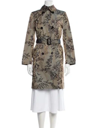 Pre-owned Etro Floral Print Trench Coat In Neutral