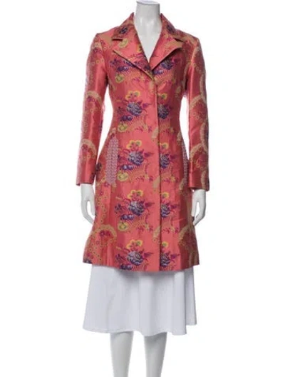 Pre-owned Etro Floral Print Trench Coat In Pink