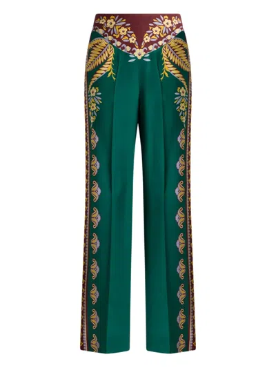 Etro Floral-print Trousers In Green