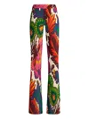 Etro Trousers With Multicoloured Floral Print In Neutrals