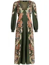 Etro Floral Print Twill Dress In Green