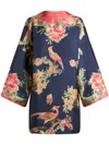 Etro Floral-print Twill Silk Dress In Blue