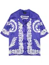Etro Blue Floral-print Viscose Shirt In Blue
