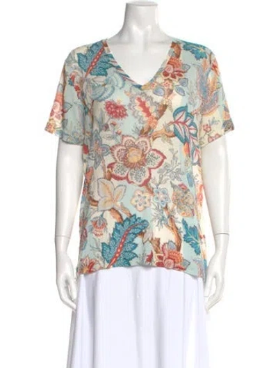 Pre-owned Etro Floral Print V-neck Blouse