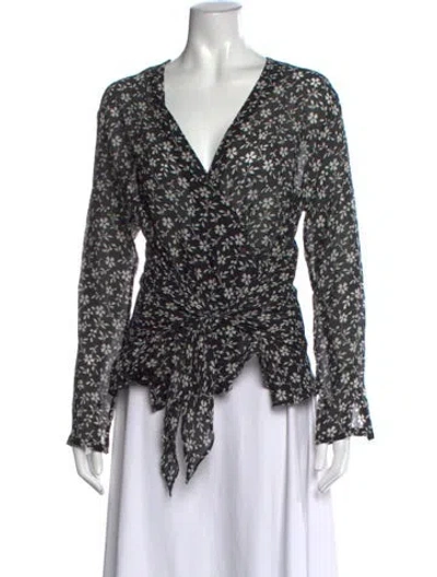 Pre-owned Etro Floral Print V-neck Blouse In Black
