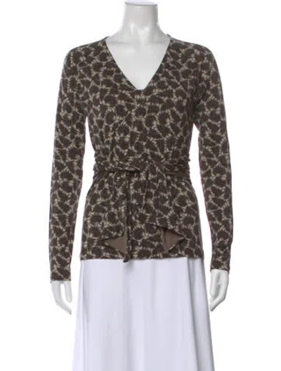 Pre-owned Etro Floral Print V-neck Blouse In Brown