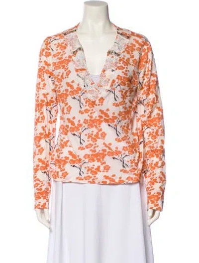 Pre-owned Etro Floral Print V-neck Blouse In Multi