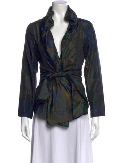 Pre-owned Etro Floral Print V-neck Blouse In Multi