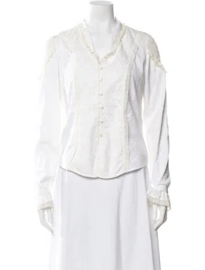 Pre-owned Etro Floral Print V-neck Blouse In Neutrals