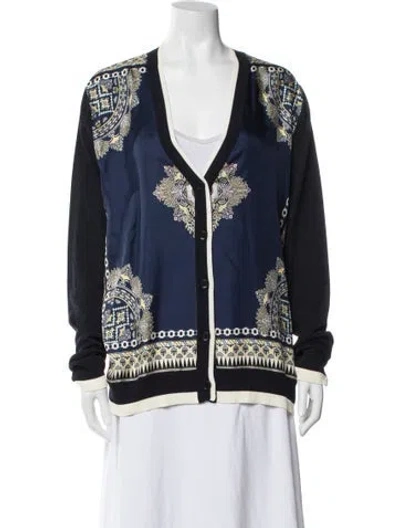 Pre-owned Etro Floral Print V-neck Sweater In Blue