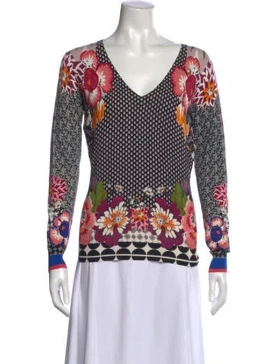 Pre-owned Etro Floral Print V-neck Sweater In Multi