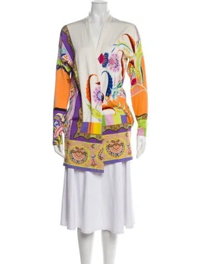 Pre-owned Etro Floral Print V-neck Sweater In Neutral