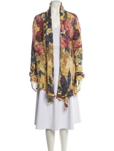 Pre-owned Etro Floral Print V-neck Sweater In Yellow