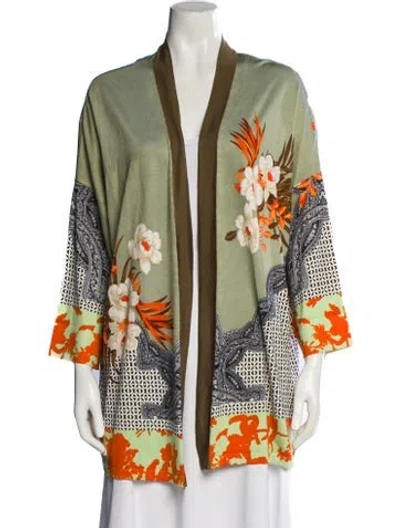 Pre-owned Etro Floral Print V-neck Sweater In Yellow