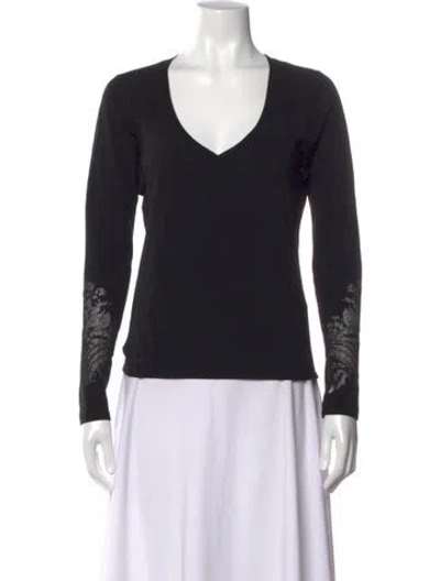 Pre-owned Etro Floral Print V-neck Top In Black