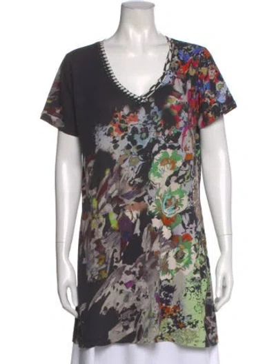 Pre-owned Etro Floral Print V-neck T-shirt In Multi