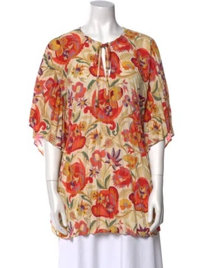 Pre-owned Etro Floral Print V-neck Tunic In Neutral