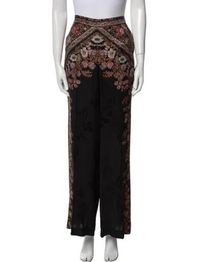 Pre-owned Etro Floral Print Wide Leg Pants In Black