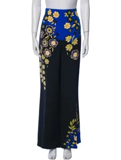 Pre-owned Etro Floral Print Wide Leg Pants In Black