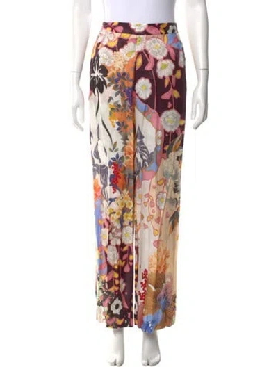 Pre-owned Etro Floral Print Wide Leg Pants In Black