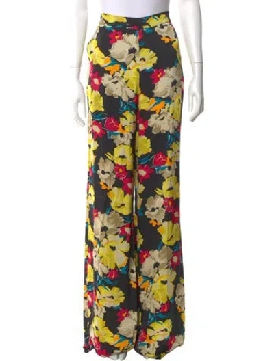 Pre-owned Etro Floral Print Wide Leg Pants In Black