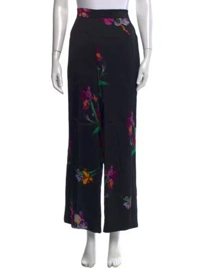 Pre-owned Etro Floral Print Wide Leg Pants In Black