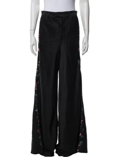 Pre-owned Etro Floral Print Wide Leg Pants In Black