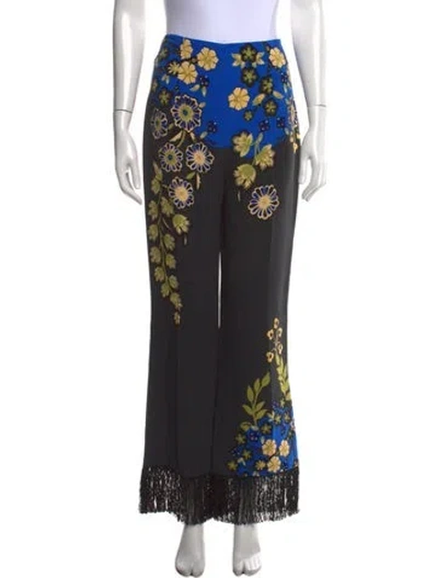 Pre-owned Etro Floral Print Wide Leg Pants In Black