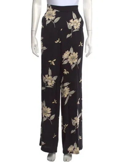 Pre-owned Etro Floral Print Wide Leg Pants In Black