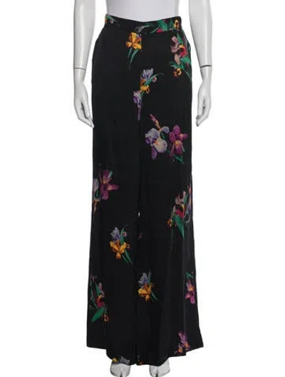 Pre-owned Etro Floral Print Wide Leg Pants In Black