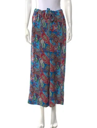 Pre-owned Etro Floral Print Wide Leg Pants In Blue