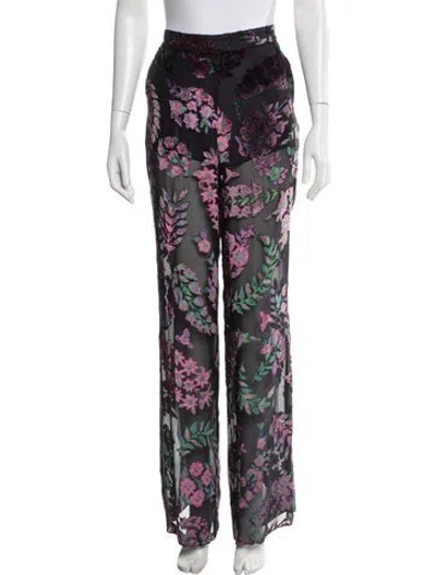 Pre-owned Etro Floral Print Wide Leg Pants In Blue