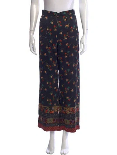 Pre-owned Etro Floral Print Wide Leg Pants In Blue