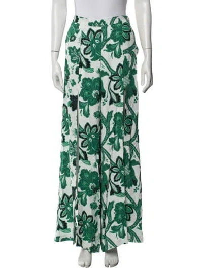 Pre-owned Etro Floral Print Wide Leg Pants In Green