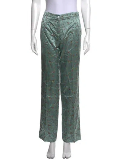 Pre-owned Etro Floral Print Wide Leg Pants In Green
