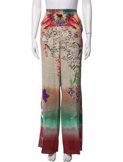 Pre-owned Etro Floral Print Wide Leg Pants In Green/neutrals