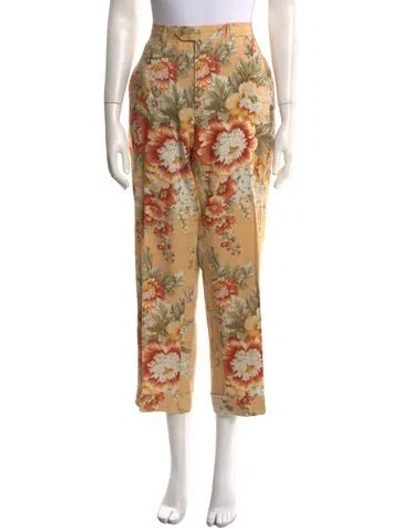 Pre-owned Etro Floral Print Wide Leg Pants In Neutral