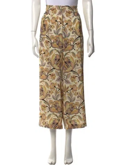 Pre-owned Etro Floral Print Wide Leg Pants In Neutrals