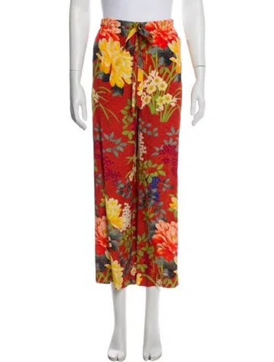 Pre-owned Etro Floral Print Wide Leg Pants In Orange
