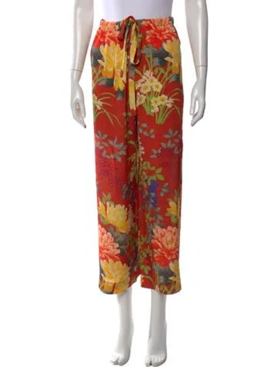 Pre-owned Etro Floral Print Wide Leg Pants In Orange