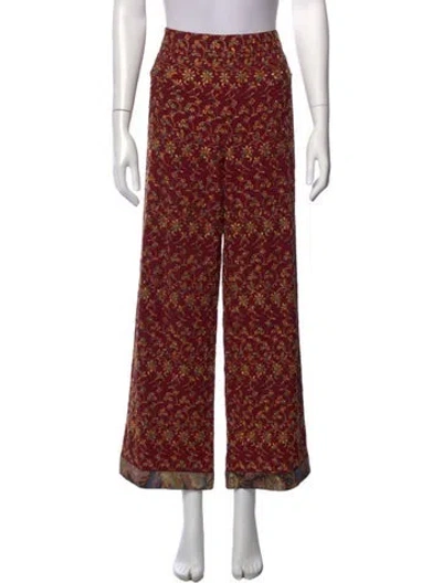 Pre-owned Etro Floral Print Wide Leg Pants In Red