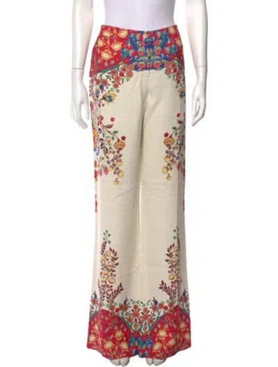 Pre-owned Etro Floral Print Wide Leg Pants W/ Tags In Neutral