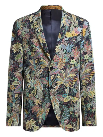 Etro Floral-print Wool Blazer In Multi