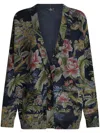 Etro Floral-print Wool Cardigan In 蓝色