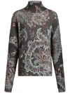 Etro All-over Floral Print Wool Top In Blue