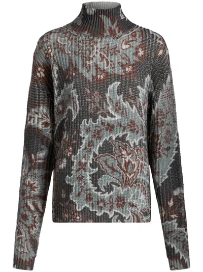 ETRO FLORAL-PRINT WOOL SWEATER