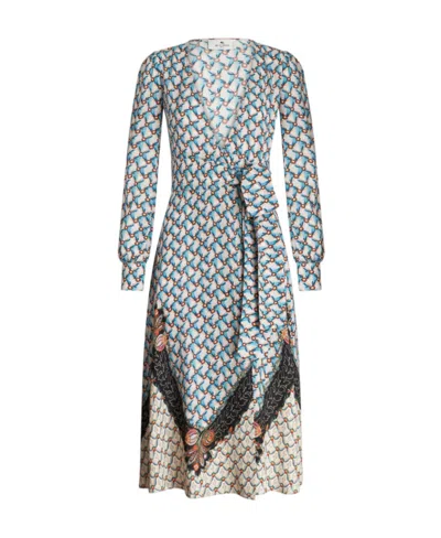 Etro Floral Print Wrap Midi Dress In Multi