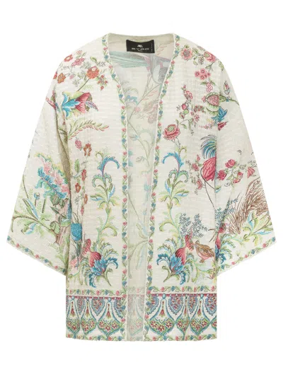 Etro Floral Print Wrap-style Blazer Jacket In Multi