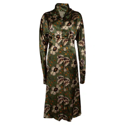 Pre-owned Etro , Floral Printed Abiti Midi Dress In Green